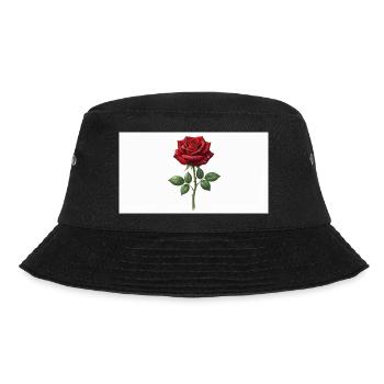 Rote Rose mit Tau-Tropfen - Bucket Hat - Schwarz - Vorne