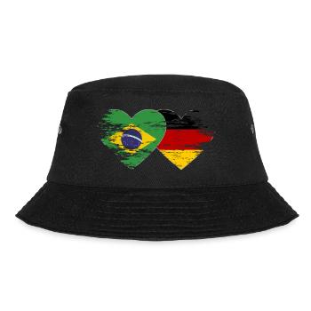 Brazil Germany flag used heart - Bucket Hat - black - Front - Lela (165cm)