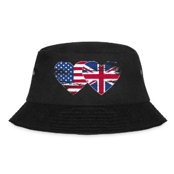 USA Britische Flagge Faust Flagge Herz used - Bucket Hat - Schwarz - Vorne - Lela (165cm)
