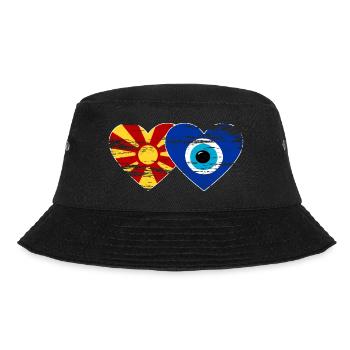 Mazedonien Nazarperle Flagge used - Bucket Hat - Schwarz - Vorne - Lela (165cm)