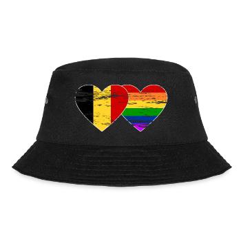 Belgien Regenbogen Flagge used - Bucket Hat - Schwarz - Vorne - Lela (165cm)