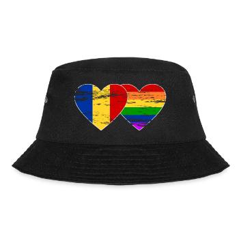 Rumänien Regenbogen Flagge used - Bucket Hat - Schwarz - Vorne - Lela (165cm)