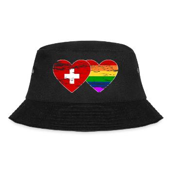 Schweiz Regenbogen Flagge used - Bucket Hat - Schwarz - Vorne - Lela (165cm)