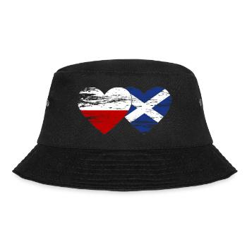 Poland Scotland Flag Heart Used - Bucket Hat - black - Front - Lela (165cm)