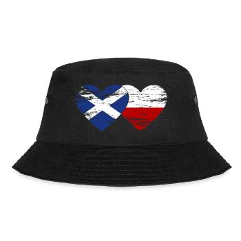 Schottland Polen Flagge Herz used - Bucket Hat - Schwarz - Vorne - Lela (165cm)