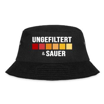 Aquarium-Fisch Aquarianer "ungefiltert und sauer" - Bucket Hat - Schwarz - Vorne - Lela (165cm)