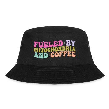 Angetrieben von Mitochondrien und Kaffee - Café - Bucket Hat - Schwarz - Vorne - Lela (165cm)