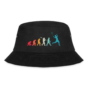 Badminton Evolution Geschenk für Badmintonspieler - Bucket Hat - Schwarz - Vorne - Lela (165cm)
