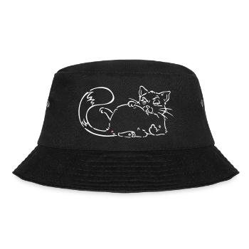Katze Nö Nein Nope Mittelfinger personalisierbar - Bucket Hat - Schwarz - Vorne - Lela (165cm)