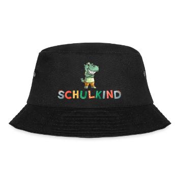 Dino Schulkind bunte Buchstaben Dinosaurier - Bucket Hat - Schwarz - Vorne - Lela (165cm)