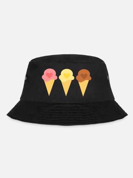 Eis Herz Eiscreme Erdbeereis Eisdiele Geschenk - Bucket Hat - Schwarz