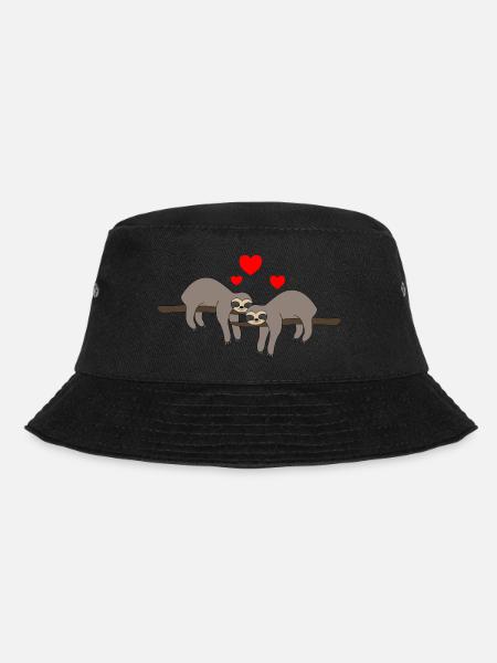 Faultiere Valentinstag - Bucket Hat - Schwarz