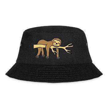 Glückliches hängendes Faultier - Bucket Hat - Schwarz - Vorne - Lela (165cm)