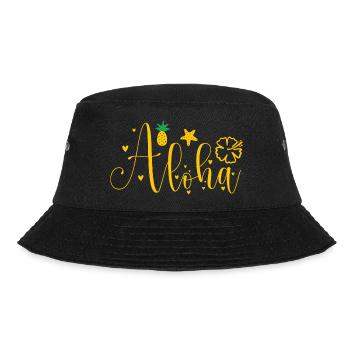 Aloha -Surfer- Palms Tree -Beach- Retro-Funny - Bucket Hat - black - Front - Lela (165cm)