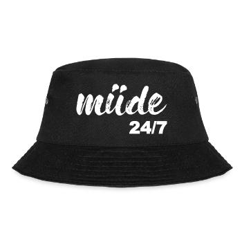 Müde, weiß - Bucket Hat - Schwarz - Vorne - Lela (165cm)