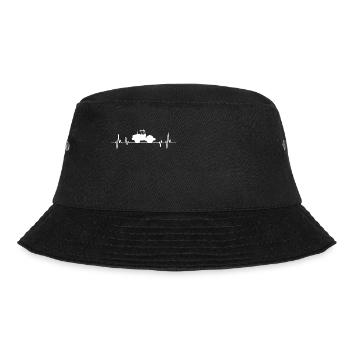 Rollenverdichter-T-Shirt-Bau - Baustelle - Bucket Hat - Schwarz - Vorne - Lela (165cm)