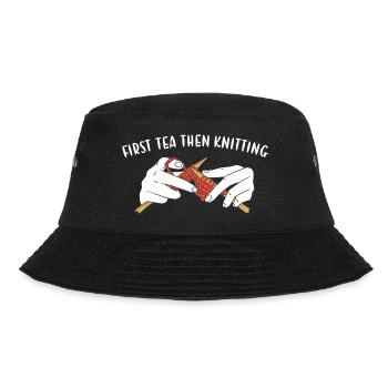 First Tea Then Knitting - Bucket Hat - black - Front - Lela (165cm)