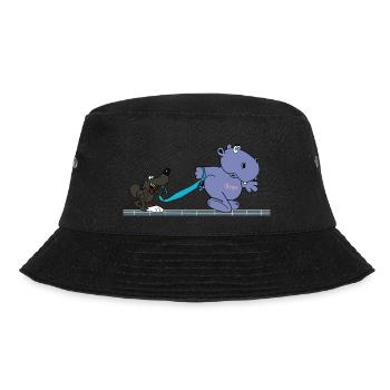 hippo nilpferd hund tier kinder baby hundefreund - Bucket Hat - Schwarz - Vorne - Lela (165cm)