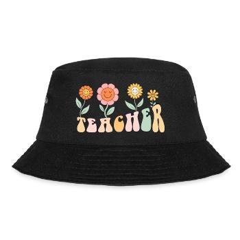 Groovy Floral Teacher - Bucket Hat - black - Front - Lela (165cm)