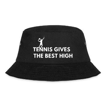 Tennis bietet die beste Abfahrt. Tennis ist eine Sucht - Bucket Hat - Schwarz - Vorne - Lela (165cm)