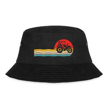 Retro t-shirt tractor for farmer tractor - Bucket Hat - black - Front - Lela (165cm)