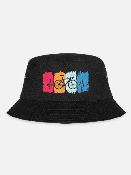 fahrrad retro herzschlag radsport radfahrer - Bucket Hat - Schwarz