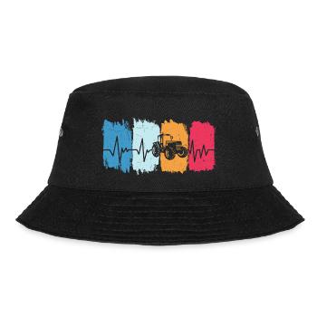 landwirt retro traktor herzschlag bauer trecker - Bucket Hat - Schwarz - Vorne - Lela (165cm)