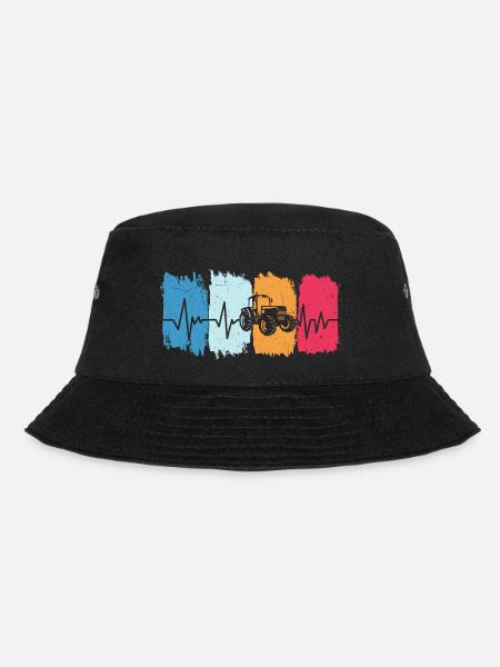 landwirt retro traktor herzschlag bauer trecker - Bucket Hat - Schwarz