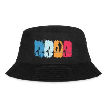 Father and Son Retro Heartbeat Gift Papa Son - Bucket Hat - black - Front - Lela (165cm)