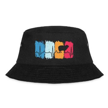 Schafe retro herzschlag t-shirt schaf - Bucket Hat - Schwarz - Vorne - Lela (165cm)