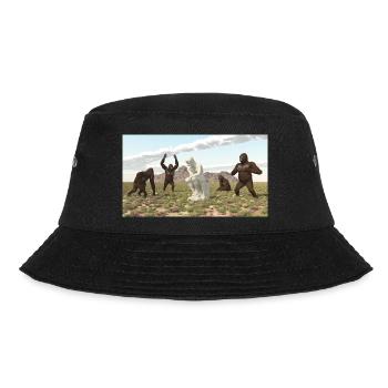 Gorillas mit Denker Skulptur - Bucket Hat - Schwarz - Vorne - Lela (165cm)