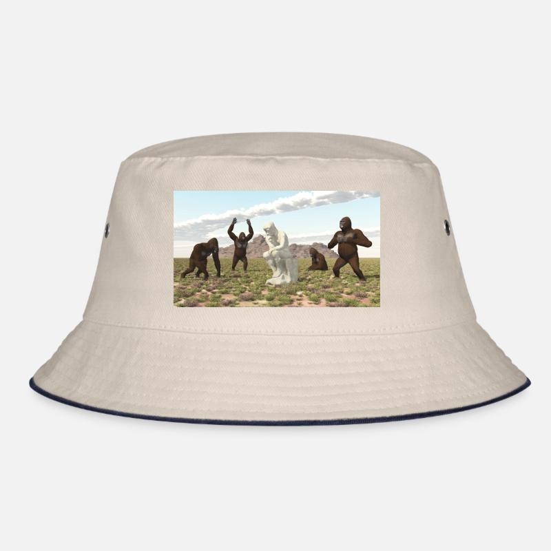 Gorilles avec sculpture de penseur Bob