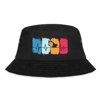 Bagger Retro Herzschlag Baggerfahrer Baustelle - Bucket Hat - Schwarz - Vorne - Lela (165cm)