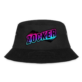 Zocker neon 3d Schriftzug für Gaming Fans - Bucket Hat - Schwarz - Vorne - Lela (165cm)