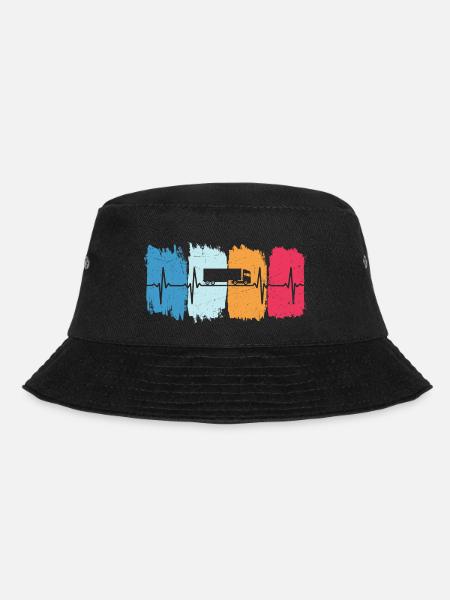 lkw fahrer retro herzschlag lastkraftwagen - Bucket Hat - Schwarz