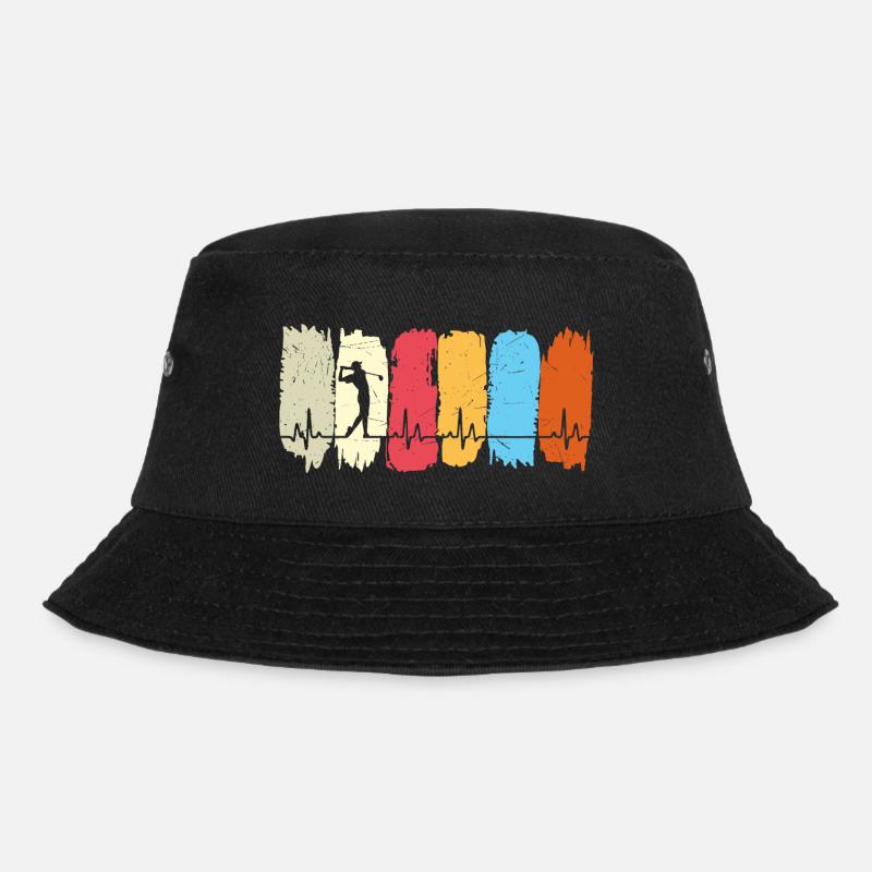 Golf Golfen Retro Herzchlag Golfer - Bucket Hat - Schwarz
