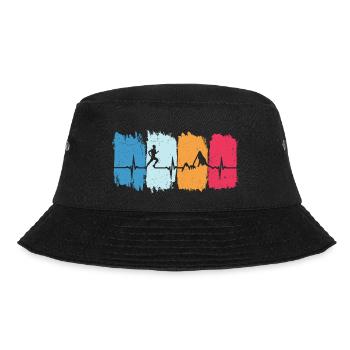 Trail Running Retro Heartbeat Jogging Mountain Running - Bucket Hat - black - Front - Lela (165cm)