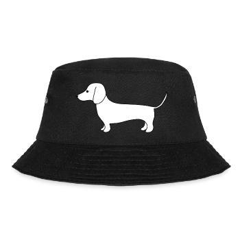 Cute dachshund fine line art on white - Bucket Hat - black - Front - Lela (165cm)