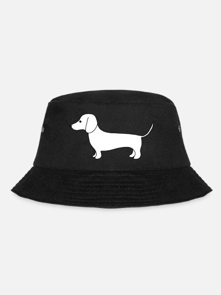 Cute dachshund fine line art on white - Bucket Hat - black