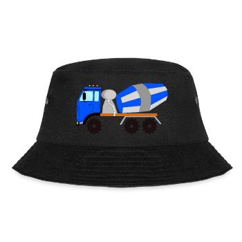 Blue-gray concrete mixer, construction site vehicle - Bucket Hat - black - Front - Lela (165cm)