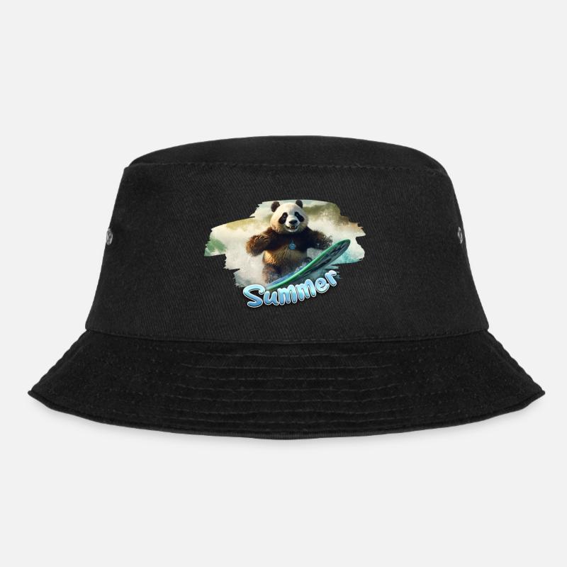 Summer Panda Surfing - Bucket Hat - Schwarz