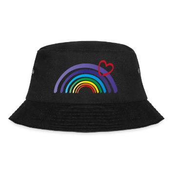 regenbogen mit herz - Bucket Hat - Schwarz - Vorne - Lela (165cm)