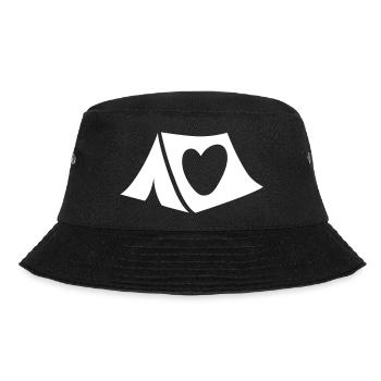 Zelt Herz minimalistisch Camping Camper Outdoor - Bucket Hat - Schwarz - Vorne - Lela (165cm)