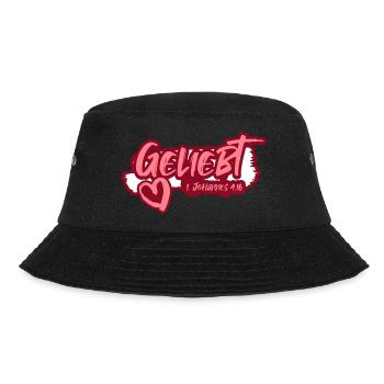 Geliebt 1. Johannes 4,16 - Bucket Hat - Schwarz - Vorne - Lela (165cm)