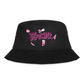 Funny Hippie Teacher Back To School Teacher Day - Bucket Hat - black - Front - Lela (165cm)