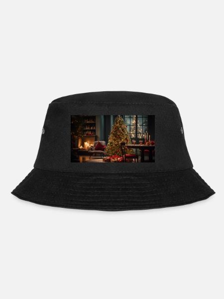Christmas Scene with a Christmas Tree - Bucket Hat - Schwarz