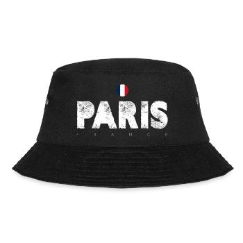 Paris Distressed Glyphen mit französischer Flagge - Bucket Hat - Schwarz - Vorne - Lela (165cm)