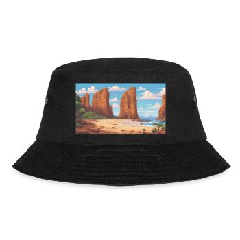 Great Ocean Road, Australia - Pixel Art - Bucket Hat - black - Front - Lela (165cm)