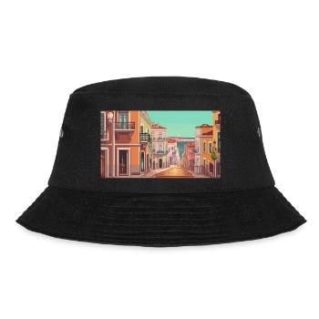 Lisbon, Portugal - Pixel Art - Bucket Hat - black - Front - Lela (165cm)