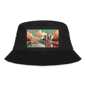 St. Basil's Cathedral, Moscow, Russia - Pixel Art - Bucket Hat - black - Front - Lela (165cm)